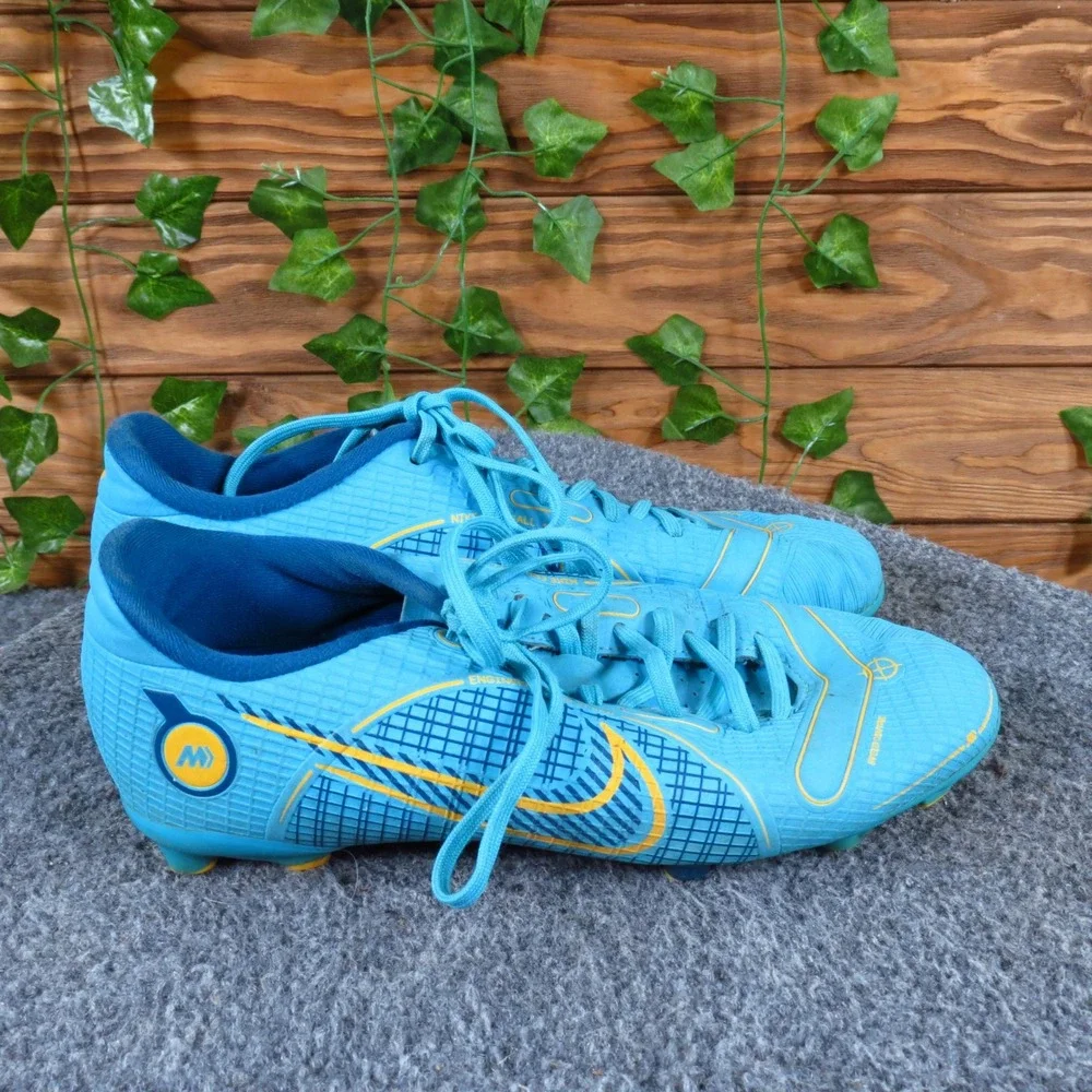 Nike Mercurial Vapor 14 Academy Kids Soccer Cleats Size 4.5Y FG/MG Blue Yellow
